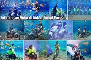 Foto Dengan Motor di Kolam Umbul Ponggok