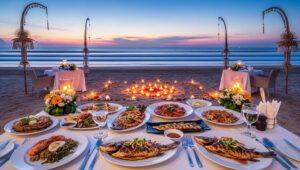 makan malam romantis di pantai jimbaran