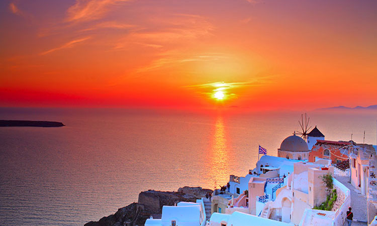 Senja Di Santorini Yunani